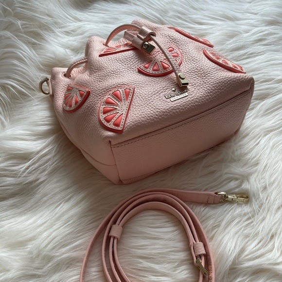 Kate Spade Flights of Fancy Grapefruit Mini Bucket Bag Crossbody - Picture 7 of 16